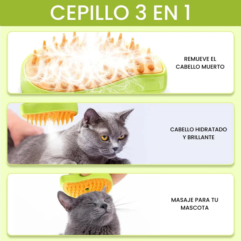 Cepillo con Vapor 3 en 1 para Gato
