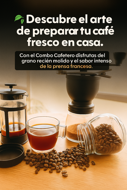Combo Cafetero Prensa Francesa 350Ml + Molino