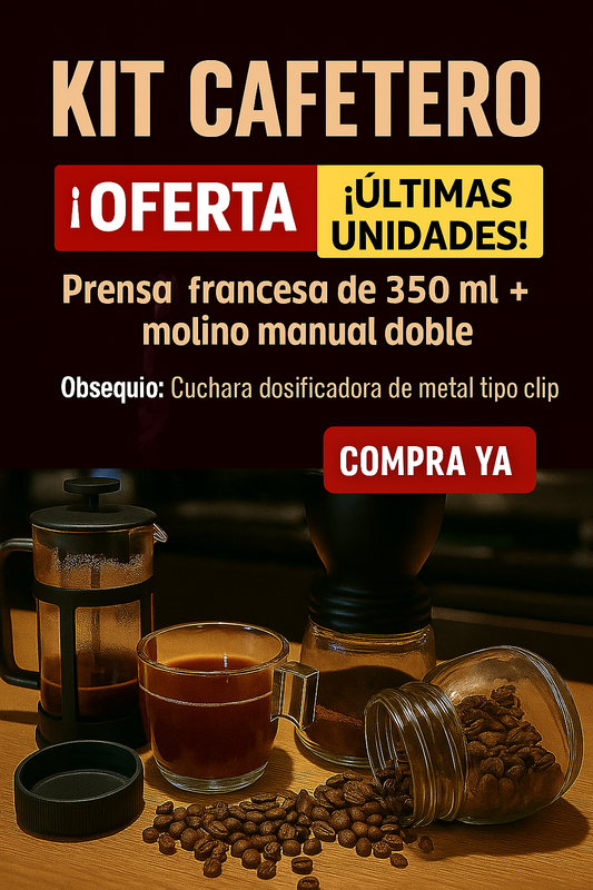 Combo Cafetero Prensa Francesa 350Ml + Molino
