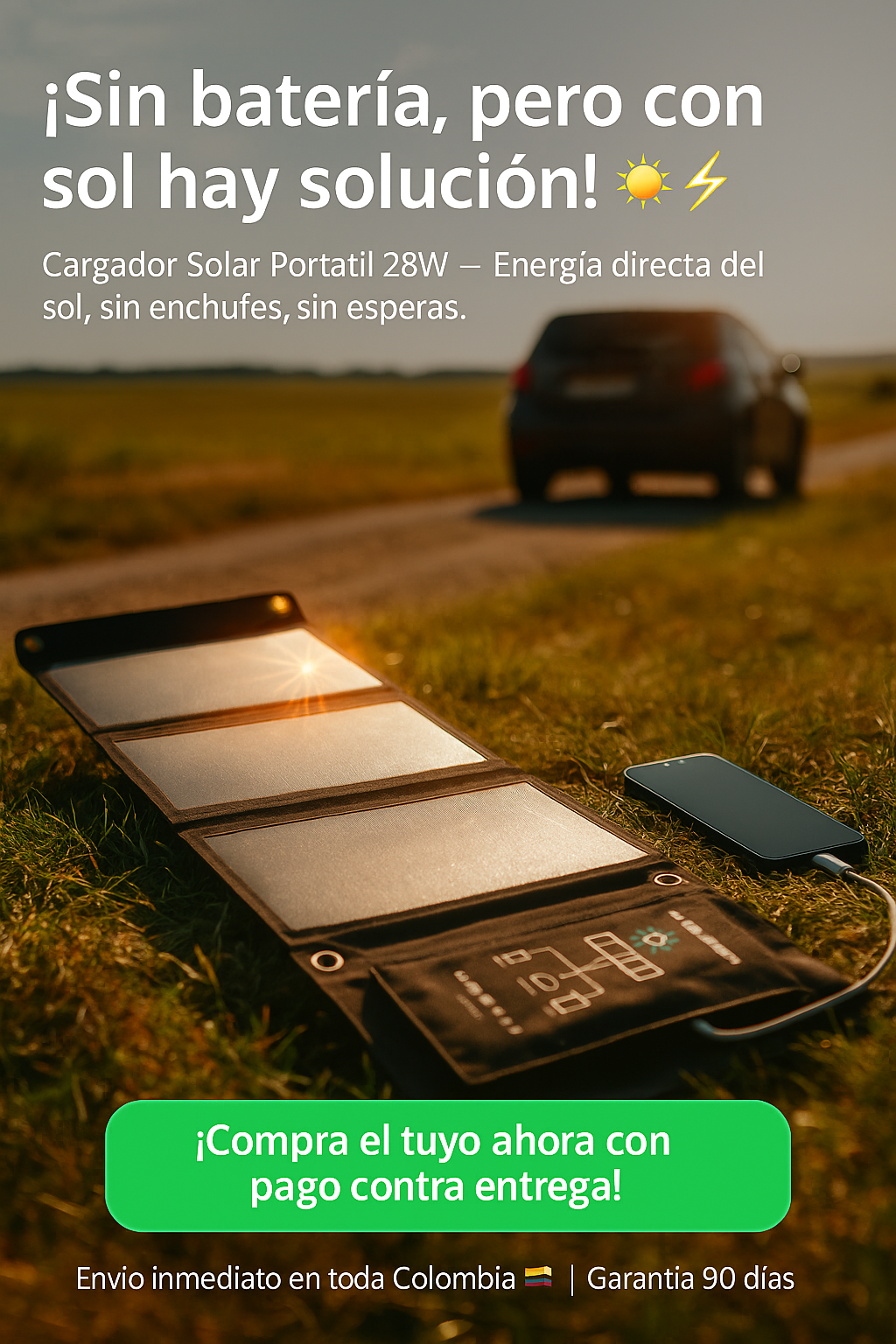 Cargador Solar 28w 5v Panel Solar Plegable carga rápidas Tipo C, DC 12v usb 5V
