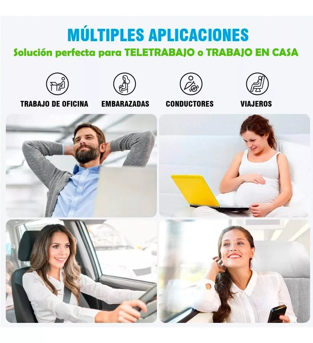 Combo Cojín Para Coxis Y Cojín Soporte Lumbar Ortopédico