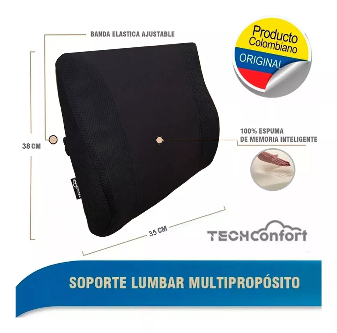 Combo Cojín Para Coxis Y Cojín Soporte Lumbar Ortopédico